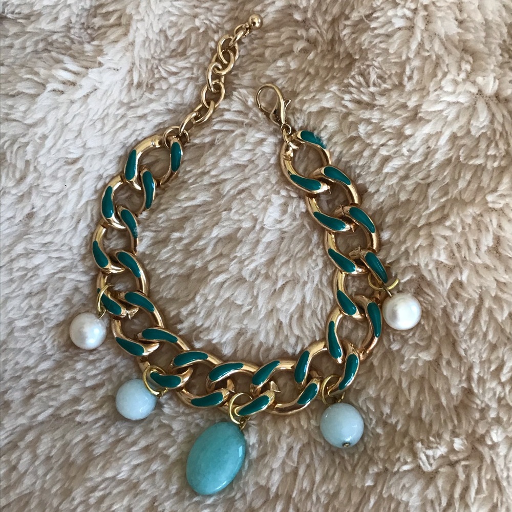 Savvy Cie | Pearl & Agate 14k Gold Plated Charm Bracelet 💚